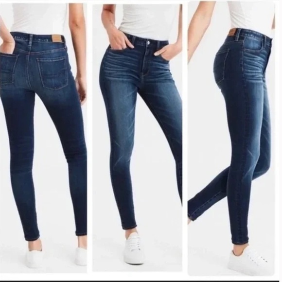 AMERICAN EAGLE - super stretch dark wash high waisted skinny jeans